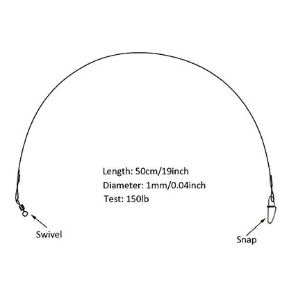 20pcs Fishing Wire Leaders Heavy Duty Fishing Stainless Steel Wire Leaders 150LB High Strength Fishing Leaders with Swivels and Snaps Black/Red/Green - color: Black Leader