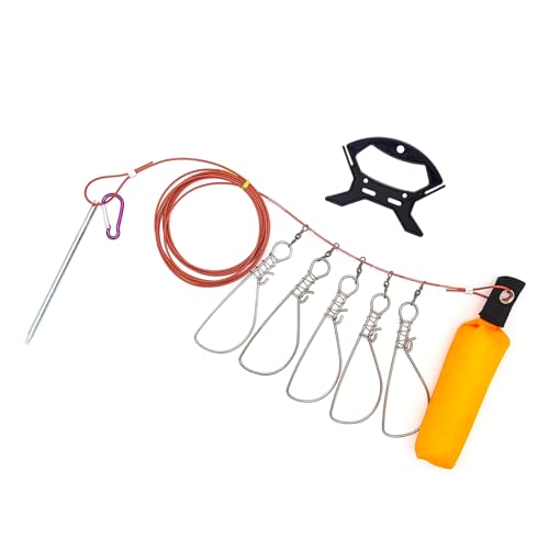 Holder Set Big Fish Wire Rope Cable Fishing Tackle Fishing Stringer Stainless Steel Live Fish Stringer Clip Stainless Steel