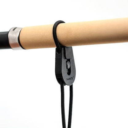 SAMSFX Fishing Rods Belt Stretchy Wrap Pole Straps Elastic Cable Ties for Casting, Spinning & Fly Rods - color: 8pcs, Black