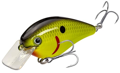 Strike King KVD 1.5 Hard Knock Fishing Lure, 3/8 oz, 3D Lifelike Eyes - color: Chartreuse with Black Back, size: 3/8oz