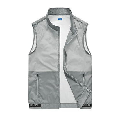 Fishing Vest - Fishing Vests for Men Zip Up Lightweight Sleeveless Utility Jackets Quick Dry Outwear Vests with Pockets - color: 01# Gray, size: X-Large