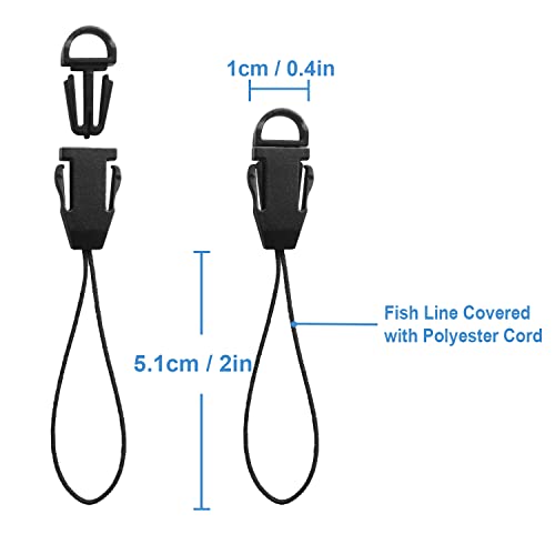 Lix&Rix Detachable Spiral Stretchy Coiled Lanyard with Carabiner | Ring and Quick Release Type, Outdoor Hunting Fishing Equipment Tool Tether Leash, Black 4pcs