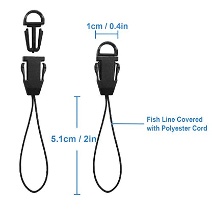 Lix&Rix Detachable Spiral Stretchy Coiled Lanyard with Carabiner | Ring and Quick Release Type, Outdoor Hunting Fishing Equipment Tool Tether Leash, Black 4pcs