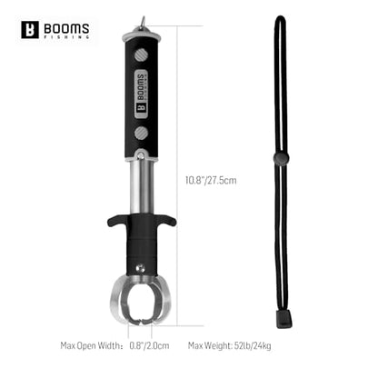 Booms Fishing Fish Gripper with Scale, Rotating Lip Gripper, G11 | 2-in-1 Gripper and Scale, One-Hand Use, Rotating Handle, 52 lb Weight Reference, for Saltwater and Freshwater Fishing