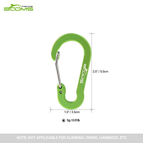 Booms Fishing CC1 Multi-Use Carabiner Clip, 6 Pack Small Caribeener Clips, Mini Keychain Caribeaner Clip 2 inch, Aluminum D Ring Carabiners, Multi-Colored - color: Green, 6pcs