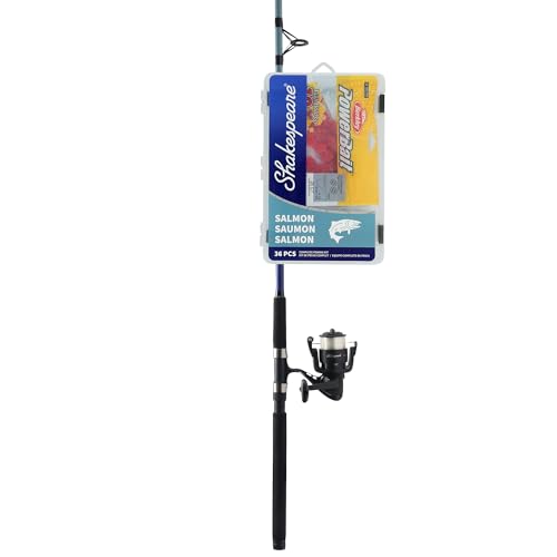 Shakespeare Catch More Fish Spinning Reel and Fishing Rod Combo with Kit - color: Salmon, style: 2024 Model