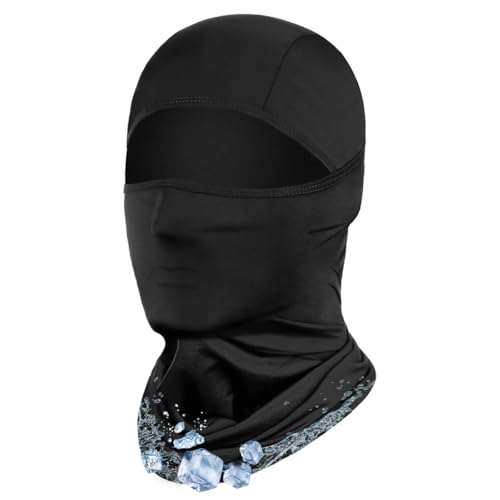Achiou Ski Mask Balaclava Shiesty, Cooling Ice Silk Motorcycle Face Cover | Ski Mask for Men/Women,Breathable Face Mask,Thin Summer Balaclava,Versatile Use for Skiing Moto,UV Protection,Helmet Friendly - color: Black
