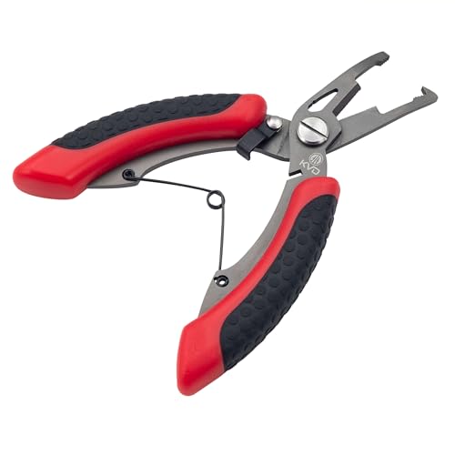 Strike King (SRT5KVD) KVD 5 Precision Split Ring Pliers, Red, Dual Injected Combat Grip Handles - style: Precision Split