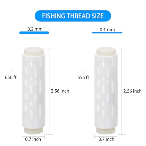 Fishing Thread Nylon Elastic Invisible Magic Fishing Line Fishing Bait Thread 0.1/0.2 mm Length 656 Feet Per Spool Stretchy Fishing Line Clear Fishing String - size: 2 Count (Pack of 1)