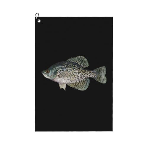 Crappie Fish Microfiber Golf Towel, 16x24 Waffle Pattern with Carabiner Clip, Tri-Fold Large Golf Ball Towels, Golf Bag Accessories for Men Women, Golf Gift