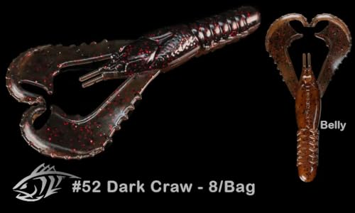 Lunker City Fishing Karate Craw 3" or 4" Soft Plastic Crawfish Bass Lure Open Claws Bait, 7 Per Bag, Made in The USA - color: #52 Dark Craw, size: 3"