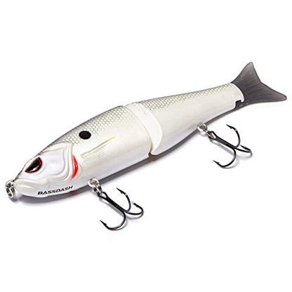Bassdash SwimShad Glide Baits Jointed Swimbait Bass Pike Salmon Trout Muskie Fishing Lure - color: White Shad, size: 4.5in/0.65oz