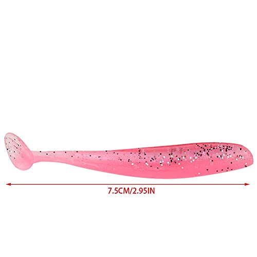 20 Pcs Fishing Soft Lure 7.5cm/2g Plastic T Tail Bait Artificial Swimbait for Bass Trout Walleye Fishing Accessory