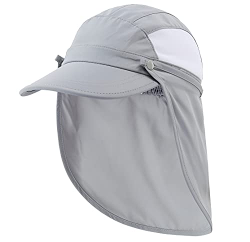 Connectyle Kids Sun Hat with Removable Neck Flap UPF 50+ Sun Protection Baseball Cap Summer Beach Sun Hats 3-6 Years - color: Light Grey