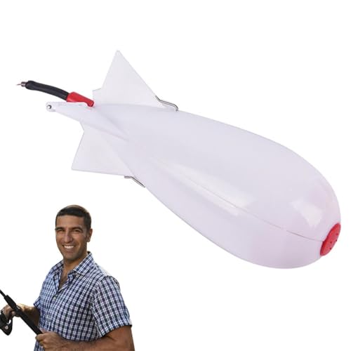 Fishing Bait Feeder | Carp Fishsing Feeder with Rocket Shape | Spod Bombs | Float Lure Bait Holder Container, Spomb Pellet Feeders for Fishing Accessories - color: White