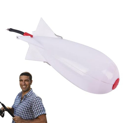 Fishing Bait Feeder | Carp Fishsing Feeder with Rocket Shape | Spod Bombs | Float Lure Bait Holder Container, Spomb Pellet Feeders for Fishing Accessories - color: White