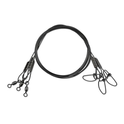 AFW Surflon Fishing Leaders – Black Nylon Coated Stainless Steel Wire, Swivel & Snap, 3 Pack, Variety Pack – Strong Leader Line for Catfishing & Toothy Game Fish - size: 60 lb, style: 24 Inch