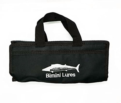 Fishing Lure Set of 4 Trolling Saltwater Skirted Lures: Rigged Lures and Black Bag Included. Catch Any Predatory Pelagic Fish in The Ocean Including Dolphin, Tuna, and Wahoo!