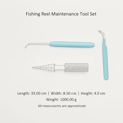 Fishing Reel Maintenance Tool Set, Metal Bearing Service Tool and Gear Service Kit for Spinning and Baitcasting Reels (Set of 3) - color: Gold