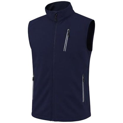 Men's Lightweight Vest Golf Soft Shell Vests Travel Casual Sleeveless Jacket Windbreaker Hiking Outerwear - color: Deep Blue, size: X-Large