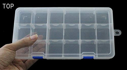 Qualsen 2 Pack 18 Grid Clear Plastic Bead Organizer Box with Adjustable Dividers, Tackle Box Organizer for Beads Jewelry Art Craft Earrings Nail Fishing Tackle and Small Items - size: 18 Gird-2pcs