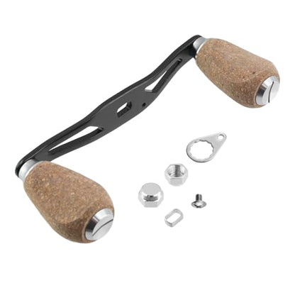 Fishing Reel Handle Replacement Parts Silver Fishing Baitcasting Reel Handle Rocker Arm Girp Fishing Rod Spinning Reel Grip with Wood Knob - color: Silver