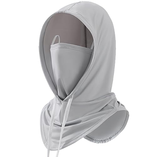 Balaclava Face Mask, UV Sun Protection Summer Cooling Breathable Hood Full Head Cover for Men Women Fishing Cycling Hiking - color: All-in-one: Lightgray