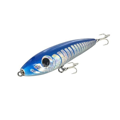 Topwater Pencil Popper Wobbler Hard Stick Baits Handmade Fishing Lure Plug Swimbait with Fishing Treble Hooks Bait Floating Saltwater 4.9OZ - color: blue