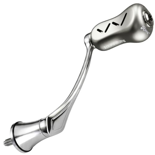 Mamba Series Power Handle 2.28'' (58 mm) with Titanium Knob Compatible for Shimano Stradic FL FM, Stella, Vanford, Vanquish, Twin Power, Nasci FC FD 1000-5000 Spinning Reels - color: Silver