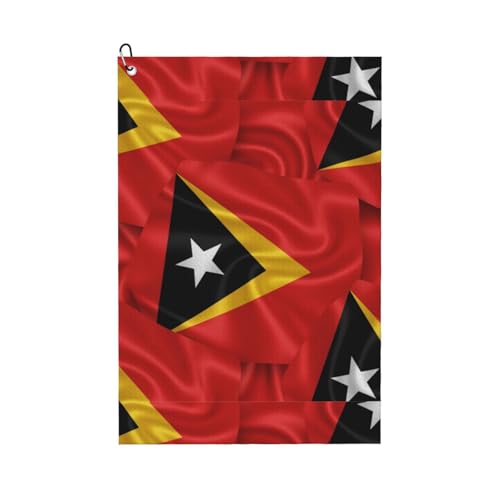 Supdreamc 24x16 Inch Microfiber Golf Towel with Clip, East Timor Flag, Super Absorbent Fast Drying for Wiping Clubs & Personal Use on Golf Course - color: Style (107)