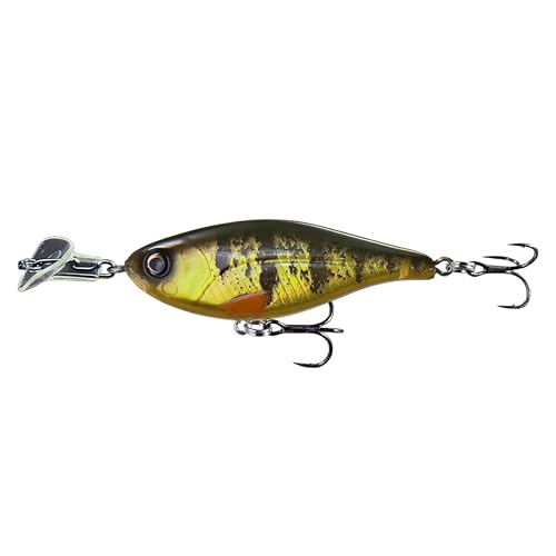 Headbanger Cranky Shad Slow-Sink Hard Lure (2-1/2", 3", 4" & 5") – Patented Erratic “Headbanging” Action Crankbait for Freshwater Bass, Walleye & Perch – 1/3 oz with Premium VMC Hooks - color: Yellow Perch, size: 3"