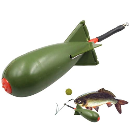Carp Fishing Tackle, 5.5x5.5x14.5cm Rocket Shape Spod Fishing Feeders | Float Lure Bait Holder Container, Spomb Pellet Feeders for Position Outdoor Tools - color: Green