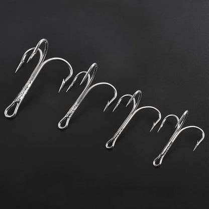 Classic Treble Fishing Hooks,10/20pcs Large Treble Hooks Barbed Strong Sharp Silver Big Game Triple Fish Hook for Saltwater Freshwater Fishing Size 4/0 6/0 7/0 8/0 10/0 - size: 6/0-20pcs