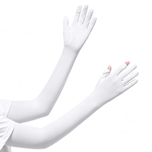 Full Finger UV Protection Gloves Driving Gloves Women, Breathable Touchscreen UPF Glove Sun Protection Glove - color: Grey, size: One Size