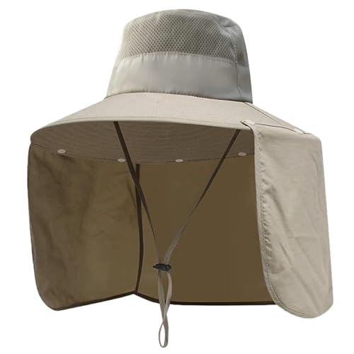 Women Wide Brim Face Mask Sun Hat Detachable Neck Face Flap Ponytail UV Protection Visor Hat Garden Fishing Hiking - color: Bg9215-mise