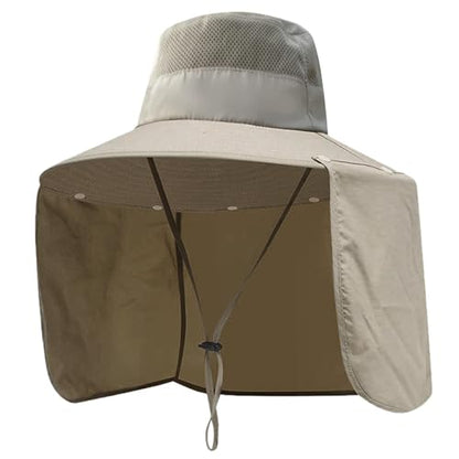 Women Wide Brim Face Mask Sun Hat Detachable Neck Face Flap Ponytail UV Protection Visor Hat Garden Fishing Hiking - color: Bg9215-mise