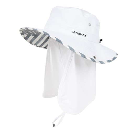 Unisex UVCoolix™ Cooling Sun Hat with Detachable Neck Flap | UPF 50+ Protection, Wide Brim Bucket Hat for Hiking, Fishing & Big Heads - color: White, size: Large-X-Large