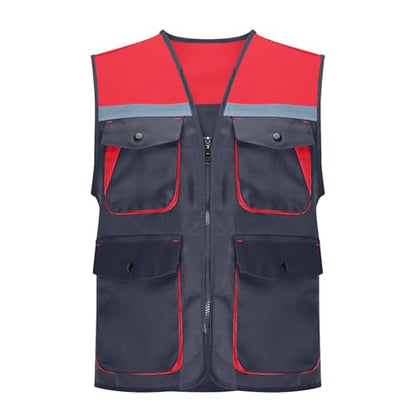 Breathable Fishing Vest for Adults and Youth Multi-Pockets Sleeveless Jacket Photography Travel Hiking Waistcoat - color: Dark Gray, size: Medium