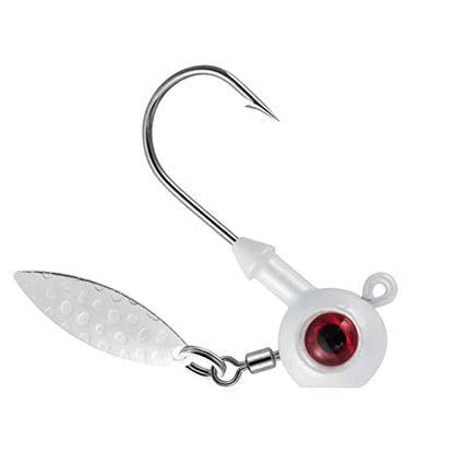 Dr.Fish 10 Pack Crappie Fishing Jigs Stand Up Round Jig Heads Painted Fishing Lure Spinner Blade Walleye Bass Trout Bluegill Freshwater Saltwater - color: White, size: 1/8oz-Hook #2
