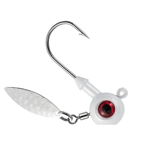 Dr.Fish 10 Pack Crappie Fishing Jigs Stand Up Round Jig Heads Painted Fishing Lure Spinner Blade Walleye Bass Trout Bluegill Freshwater Saltwater - color: White, size: 1/4oz-Hook #1