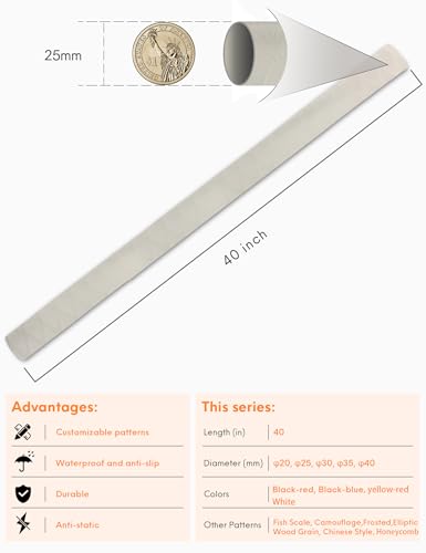 Accering X-Pattern Heat Shrink Tubing, Non-Slip Textured Grip Wrap for Fishing Rods & Tools (φ25mm, L3.3ft, White) - color: White, size: φ25mm, L3.3ft