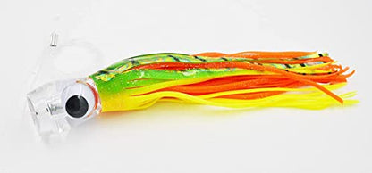 Fishing Lure Set of 6 Trolling Saltwater Skirted Lures: Rigged Lures and Black Bag Included. Catch Any Predatory Pelagic Fish in The Ocean Including Dolphin, Tuna, and Wahoo! - size: 9 inch