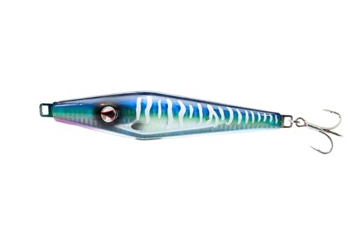 Nomad Tackle Slidekick Surface Iron Fishing Lure, 120g / 4.25 oz, Saltwater Surface Iron Jig for Casting, Metal Fishing Lure Ideal for Yellowtail, Bluefin - color: Spanish Mackerel
