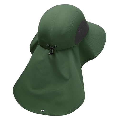 UPF 50+ Foldable Sun Hats Wide Brim with Large Neck Flap for Men Women UV Protection Gardening Fishing Beach Hat - color: Green