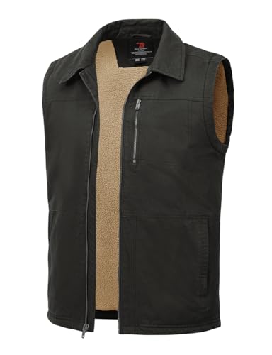 TBMPOY Men's Winter Vest Casual Sherpa Fleece lined Full Zip Lightweight Vest Outerwear Warm Cotton Travel Jackets - color: Deep Gray, size: Small