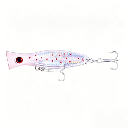 Popper Fishing Lure, JAZALIC Topwater Popper Lures 3D Eyes Fishing Accessories for Saltwater Surface Casting and Freshwater Surface Fishing, Gt Tuna Kingfish Large Predator Fish (5.11in, 1.48Oz) - color: white