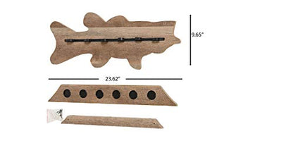 Old Cedar Outfitters Fish-Shaped, Vertical Wall Rod Rack for Fishing Rod Storage - color: Distressed,Bass