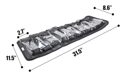 Lure Roll Up Fishing Jig Pouch Tackle bags | Heavy Duty Compact Waterproof Tarpaulin Fish Lure Pouch | 10 Clean Window Pockets for Fishing Lures Jigs Tools Storage