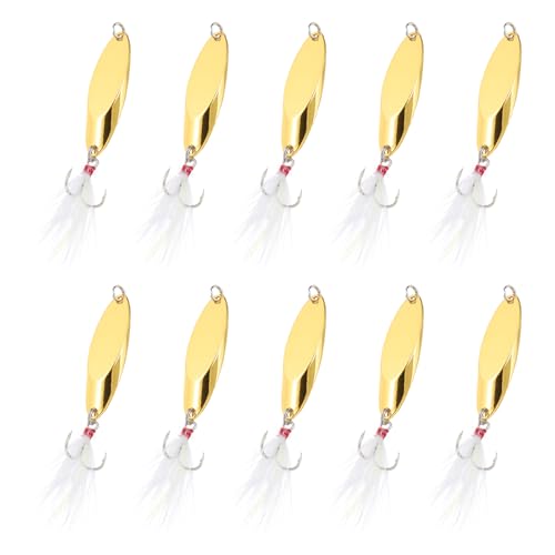 PATIKIL Fishing Spoons, Fishing Lures Casting Spoon Treble Hooks Jigs Hard Metal Spinner Baits - color: Gold Tone, size: 1/2 oz