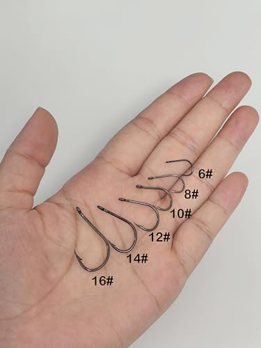 200pcs-300pcs Small Barbed Fishing Hooks Black High Carbon Fishing Hooks Set 6# 8# 10# 12# 14# 16# with Plastic Box - color: 300pcs black